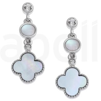 Natural Mother of Pearl Shell Quatrefoil Dropper Earrings
