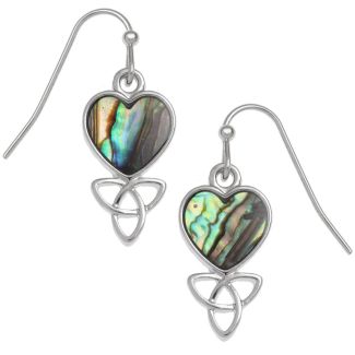 Natural Paua Shell Celtic Heart Hook Earrings