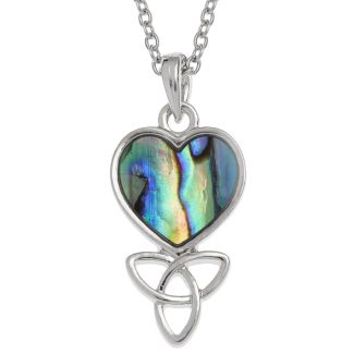Natural Paua Shell Celtic Heart Pendant Necklace