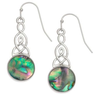 Natural Paua Shell Celtic Mother & Child Knot Hook Earrings