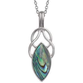 Natural Paua Shell Celtic Oval Knot Pendant Necklace