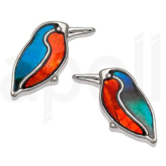 Blue & Amber Paua Shell Kingfisher Stud Earrings