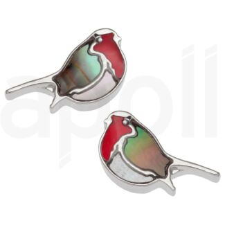 Paua Shell and Mother of Pearl Natural Robin Stud Earrings