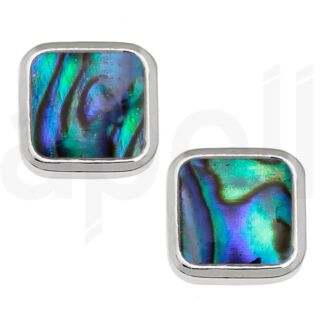 Natural Paua Shell Square Stud Earrings