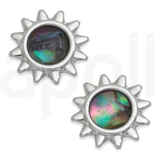Natural Paua Shell Sun Stud Earrings