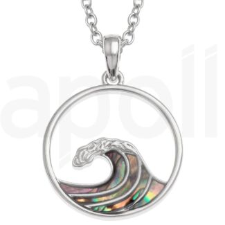Natural Paua Shell Maori Koru Fern Pendant Corded Necklace