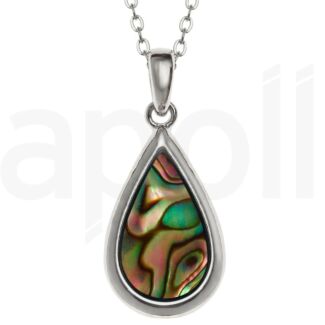 Natural Paua Shell Teardrop Pendant Necklace