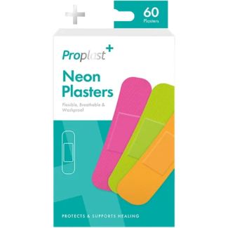 Neon Washproof Plasters Assorted Colours – Pack of 60