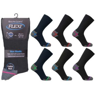 Men's Flexi Top Non Elastic Socks - Reinforced Heel & Toe ( Assorted )
