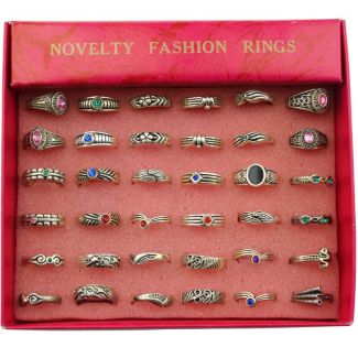 Novelty Fashion Rings – Assorted Styles and Sizes (36pcs)
