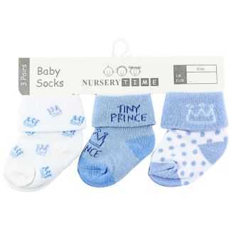 Nursery Time Baby Boy Socks (3 Pack) - Tiny Prince Design