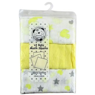 Nursery Time Baby Muslin Squares Duck/Star/Heart Printed