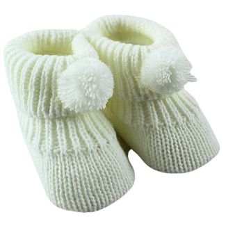 Nursery Time Knitted Baby Boots with Pompoms