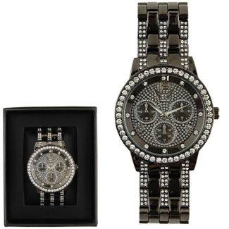 Wholesale Men's NY London Round Metal Bracelet Watch- Gun 