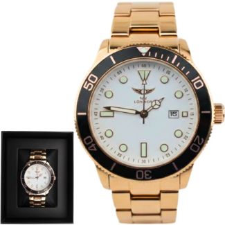 NY London Men's Round Metal Bracelet Watch - Rose Gold/White