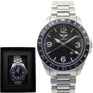 NY London Men's Metal Bracelet Watch - Silver/Black