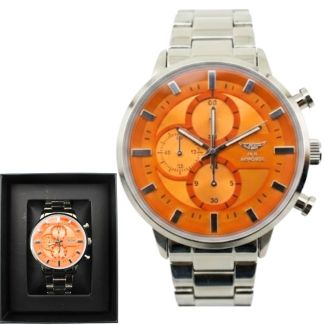 NY London Men's Metal Bracelet Watch - Silver/Orange