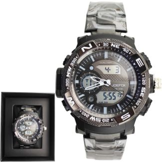 NY London Men's Quamer Digital Metal Bracelet Watch - Gun