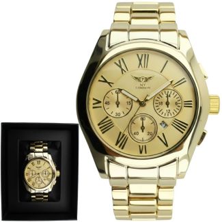 NY London Men's Round Metal Bracelet Watch - Gold