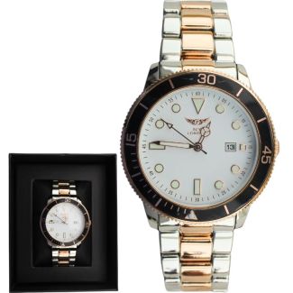 NY London Men's Round Metal Bracelet Watch - PNP/Rose Gold