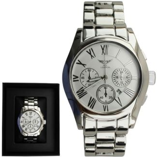 NY London Men's Round Metal Bracelet Watch - PNP/White