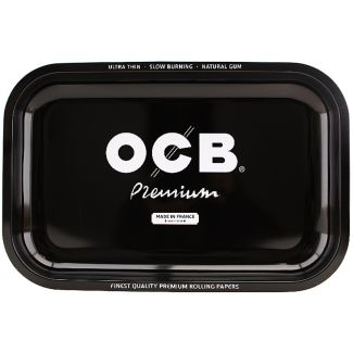 OCB Black Premium Metal Rolling Tray - Medium - 29 x 19 cm