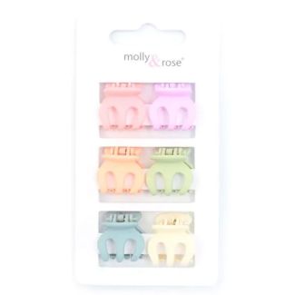 Card Of 6 Pastel Mini Clamps 2cm - Assorted Colours 
