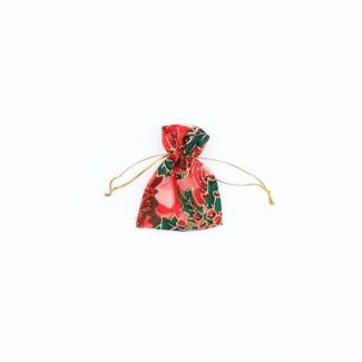 Wholesale Organza Gift Bag- Holly Christmas Pattern (10x7cm)