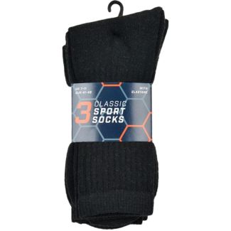 Mens Plain Sport Socks -Black (3 Pack)