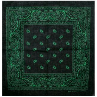  Paisley Bandana- Black/Green