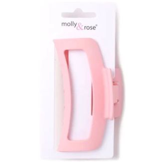 Pale Pink Matt Curved Open Rectangle Hair Clamp - 9cm