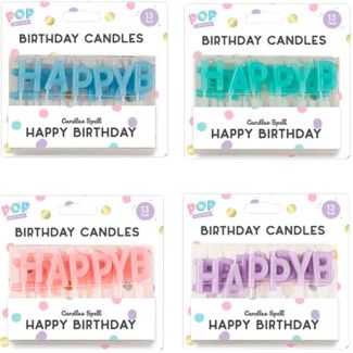 Pastel Happy Birthday Cake Candles Set - Assorted