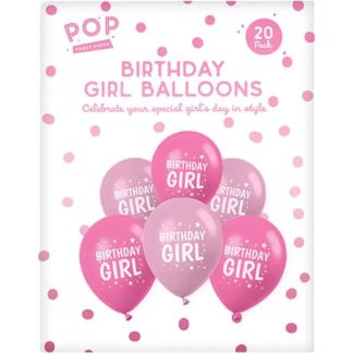 Birthday Girl Printed Balloons (20 Pack) - Pink