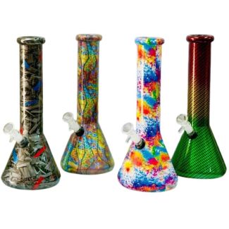 Patterned Glass Bong – 12.6 Inches (Assorted Designs)