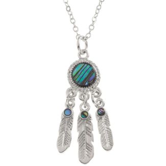 Paua Shell Dream Catcher Pendant Necklace