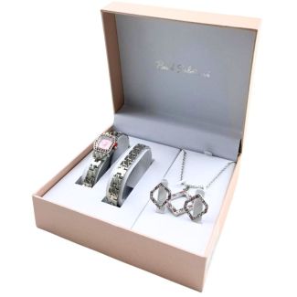 Paul Salatini Ladies Watch Gift Set - Pink/Silver (8085)