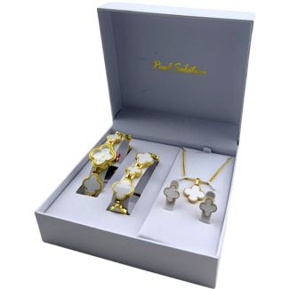 Paul Salatini Ladies Watch Gift Set - White/Gold (2531)