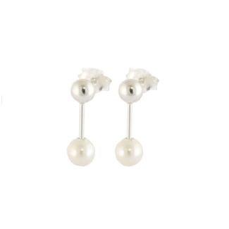 Sterling Silver Pearl Drop Studs 