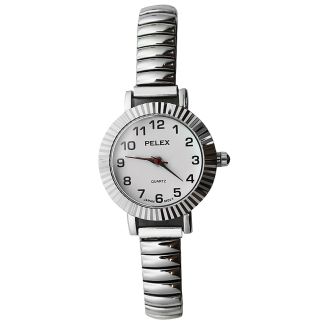 Wholesale Pelex Ladies Classic Round Dial Metal Expander Strap Watch - Silver