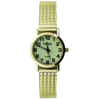 Wholesale Pelex Ladies Glow in The Dark Metal Expander Strap Watch - Gold