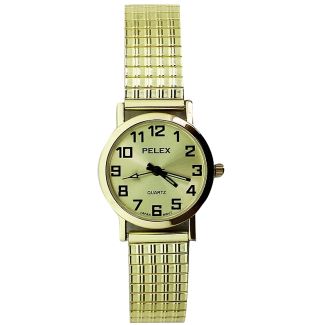 Wholesale Pelex Ladies Round Dial Metal Expander Strap Watch - Gold