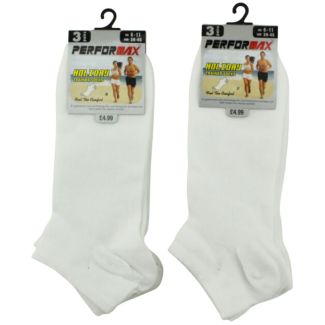 Performax Trainer Socks for Men - White (3 Pack) 