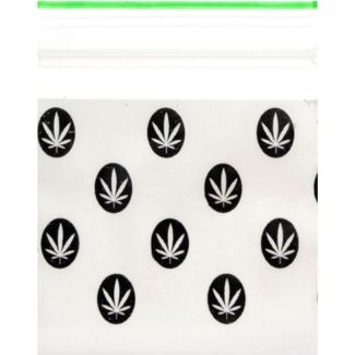 Zipper Grip Seal Printed  Resealable Bags - Black Leaf (2 x 2 inch)