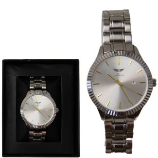 Wholesale Men's NY London Round Metal Bracelet Watch - Silver 