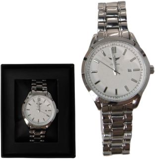 Wholesale Men's NY London Round Metal Bracelet Quartz Watch - Silver/White