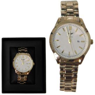 Wolesale Men's NY London Round Metal Bracelet Quartz Watch - Gold/White