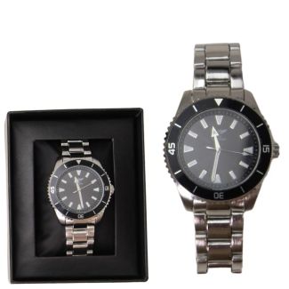 Wholesale Men's NY London Diver Style Metal Bracelet Watch - Silver