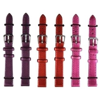 Pink, Purple & Red Metallic Leather Watch Straps - Assorted - 12mm