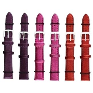 Pink, Purple & Red Metallic Leather Watch Straps - Assorted - 14mm