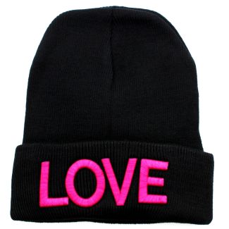 Plain Black Beanie Hat - Love Design
